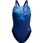 Speedo Female Placement Printed Leaderback Damen Badeanzug ( Dunkelblau 40)