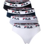 FILA Damen Slip - 4er Pack Briefs, Logo-Bund, Cotton Stretch, einfarbig, Größe