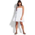 SEAFOLLY Damen Kleid Embroidery Tier Dress, Größe M in Weiß