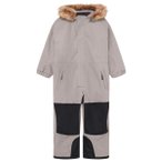 Color Kids - Kid's Coverall with Contrast & Fur - Overall Gr 92 grau