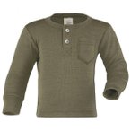 Engel - Baby Shirt mit Knopfleiste - Merinoshirt Gr 74/80 oliv