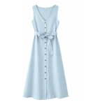 Mazine - Women's Sleeveless Linen Maxi Dress - Kleid Gr XS grau