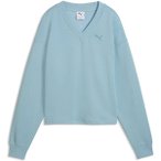 PUMA Damen Sweatshirt ESS ELEVATED Comfort V-neck Crew DK, Größe M in Blau