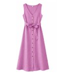 Mazine - Women's Sleeveless Linen Maxi Dress - Kleid Gr S rosa