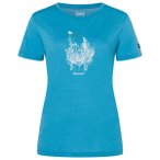 super.natural - Women's Flowerhands Tee - Merinoshirt Gr M blau/ tobacco glitter
