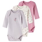 Name it - Kid's Body L/S Flower 3-Pack - Alltagsunterwäsche Gr 50 grau