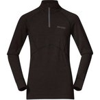 Bergans Inner:Pure Merino Half Zip  Kinder  Langarm Unterhemden schwarz Größe 