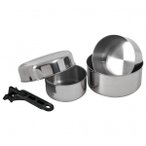 Basic Nature - Biwak Edelstahl 2 - Topf-Set Gr 0,75 + 1,1 + 1,8 l grau