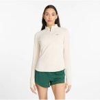 NEW BALANCE Damen T-Shirt Athletics Heat Grid Half Zip, Größe XS in Weiß