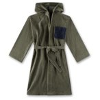 Sanetta - Boy's Terry Fleece Velours Bathrobe - Bademantel Gr 152 oliv