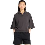 New Balance Coastal Fleece Oversized Polo Damen T-Shirt ( Anthrazit M)
