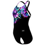 Speedo - Women's Placement Printed Powerback - Badeanzug Gr 38 schwarz