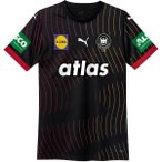 PUMA Damen Shirt DHB Away Jersey W SS25 with men sponsor, Größe XL in Schwarz