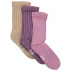 Minymo - Kid's Wool Socks Rib 3-Pack - Multifunktionssocken 15-18 rosa