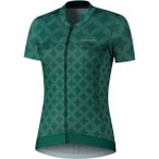 SHIMANO W's SAGAMI Short Sleeve Zip Jersey, Green, Größe L in Grün