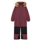 Color Kids - Kid's Coverall with Contrast & Fur - Overall Gr 92 rot