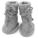 Engel - Baby-Schühchen mit Bändel - Hüttenschuhe 62/68 grau