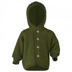 Engel - Kinder Kapuzenjacke mit Holzknöpfen - Wolljacke Gr 74/80 oliv