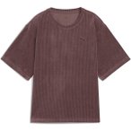 PUMA Damen Shirt ESS ELEVATED Relaxed Velour Rib Tee, Größe XS in Braun