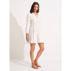 SEAFOLLY Damen Kleid Embroidery Tiered Dress, Größe M/L in Weiß