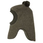maximo - Kid's Jersey Fleece Schlupfmütze m. Pompons - Sturmhaube Gr 55 cm brau