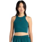 New Balance Sleek Storage Race Crop Damen Laufshirt ( Dunkelgrün M)