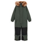 Color Kids - Kid's Coverall with Contrast & Fur - Overall Gr 92 grau