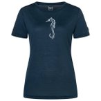 super.natural - Women's Sea Horse Tee - Merinoshirt Gr XS blau/weiß