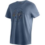 Maier Sports Dieter Print  Herren  T-Shirts blau Größe S Trekking  Elastisch