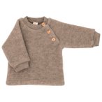 Engel - Kinder Raglanpullover mit Holzknöpfen - Wollpullover Gr 74/80 braun