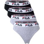 FILA Damen String, 4er Pack - Logo-Bund, Cotton Stretch, einfarbig, Größe XS i