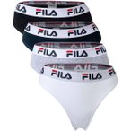 FILA Damen String, 4er Pack - Logo-Bund, Cotton Stretch, einfarbig, Größe XS i