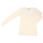 Engel - Women's Shirt L/S mit Spitze - Longsleeve Gr 34/36 weiß