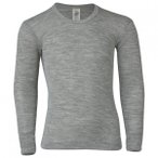 Engel - Kinder Unterhemd L/S - Merinounterwäsche Gr 176 grau