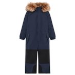 Color Kids - Kid's Coverall with Contrast & Fur - Overall Gr 92 blau