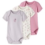 Name it - Kid's Body S/S Flower 3-Pack - Alltagsunterwäsche Gr 62 grau