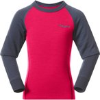 Bergans Inner:Dual Merino  Kinder  Langarm Unterhemden pink Größe 92 Camping  
