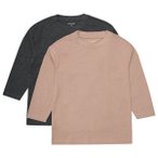 Minymo - Kid's T-Shirt L/S Loose Fit (2-Pack) - Longsleeve Gr 128 braun