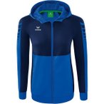 ERIMA Damen Six Wings Trainingsjacke mit Kapuze, Größe 34 in Blau
