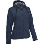 MAUL Damen Chieming Strickfeecejacke+Kapuze, Größe 38 in Blau