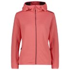 CMP - Women's Striped Jacquard Jacket Fix Hood - Fleecejacke Gr 34 rot