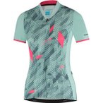 SHIMANO W's SAGAMI Short Sleeve Zip Jersey, Gray/Mint, Größe XXL in Grau