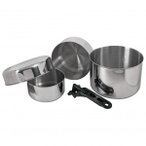 Basic Nature - Biwak Edelstahl 3 - Topf-Set Gr 0,75 + 1,1 + 2,8 l grau