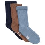 Minymo - Kid's Wool Socks Rib 3-Pack - Multifunktionssocken 15-18 grau