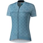 SHIMANO W's SAGAMI Short Sleeve Zip Jersey, Aqua Blue, Größe S in Blau