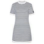 super.natural - Women's Casual Stripe Bio Dress - Kleid Gr M weiß/grau