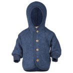Engel - Kinder Kapuzenjacke mit Holzknöpfen - Wolljacke Gr 50/56 blau