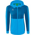 ERIMA Damen Six Wings Trainingsjacke mit Kapuze, Größe 44 in Blau