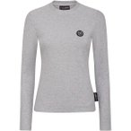 PLEIN SPORT Rundhals-T-Shirt GLITTER, Größe S in Silber