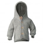 Engel - Kinder Kapuzenjacke mit Holzknöpfen - Wolljacke Gr 110/116 grau